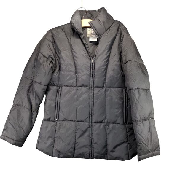 Steve & Barry's Double Down Puffer Jacket Womens Size L Black Full Zip #961124 - Picture 1 of 14